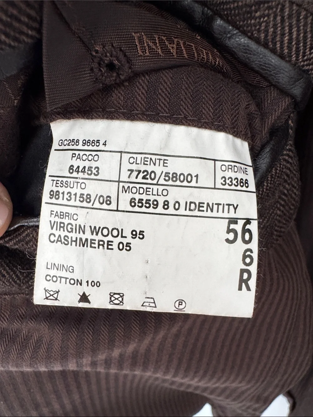 Corneliani ID Men’s Herringbone Blazer 95% wool  5% Cashmere Brown Italy US 46R